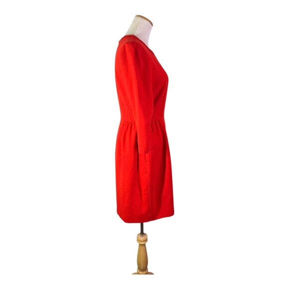 J. Crew Factory Sz 6 Red 3/4 Sleeve Wool Blend Dress Zip Back Lined 95620 - Picture 6 of 11